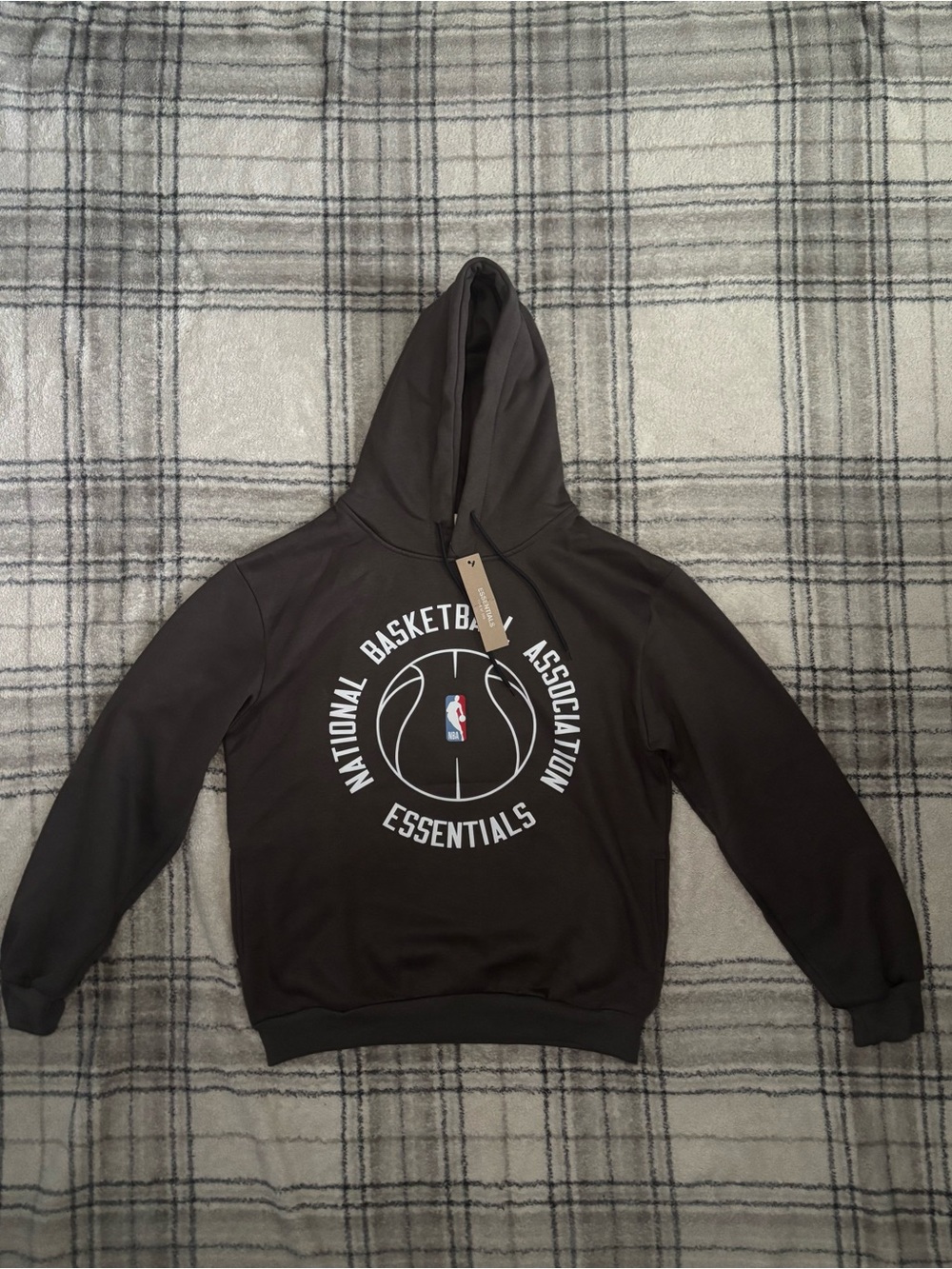 Fear of God Black Pullover Hoodie with NBA Ring Graphic